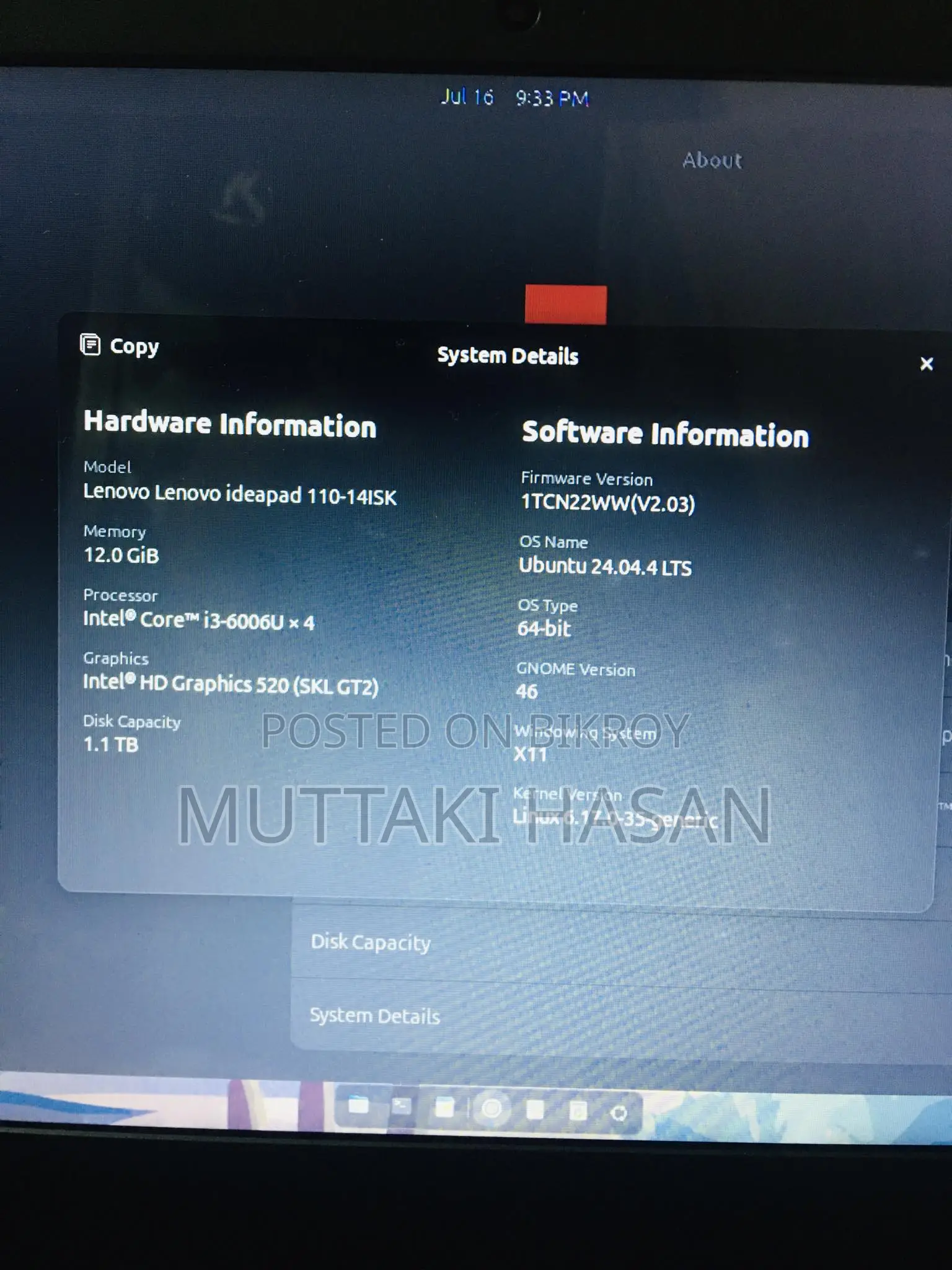 Laptop Lenovo IdeaPad 110 12GB Intel Core i3 HDD+SSD 1TB
