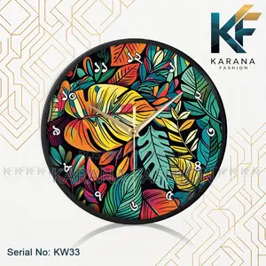 Karana Fashion (KW-33) 12-Inches Colorful Botanical Leaf Wall Clock