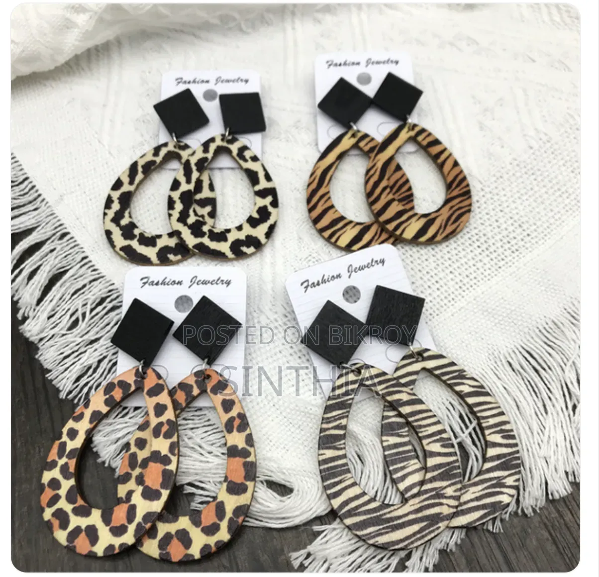 Earring Leopard Zebra Print Raindrop Long Earrings