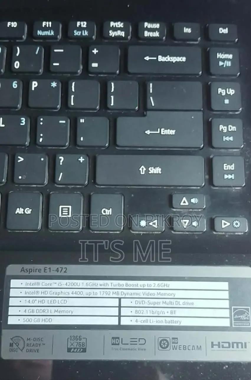 Laptop Acer Aspire E1-472 4GB Intel Core I5 HDD 500GB