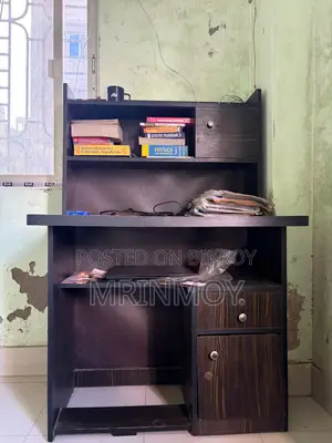 Computer and Study Desk With Bookshelf