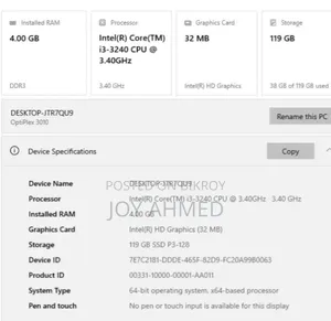 Desktop Computer 4GB RAM Intel Core i3 SSD 128GB