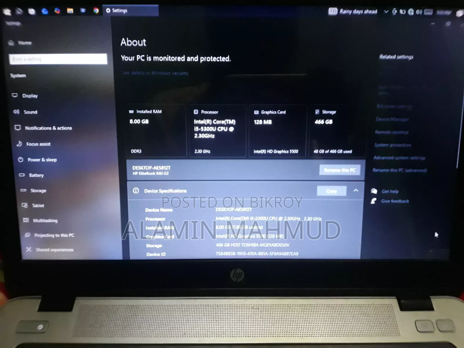 Laptop HP EliteBook 840 G3 8GB Intel Core I5 HDD 640GB