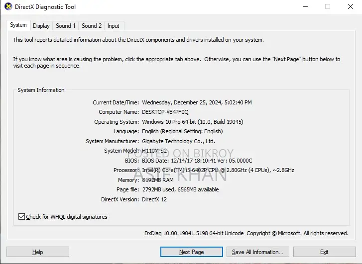 Desktop Computer 8GB Intel Core i5 HDD 512GB
