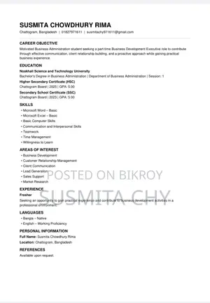 Part-Time Weekend CV