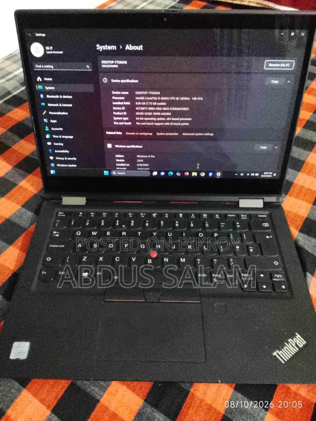 Laptop Lenovo ThinkPad X390 Yoga 8GB Intel Core i5 SSD 256GB