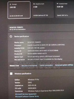 Desktop Computer HP Z2 8GB Intel Core I5 SSD 256GB