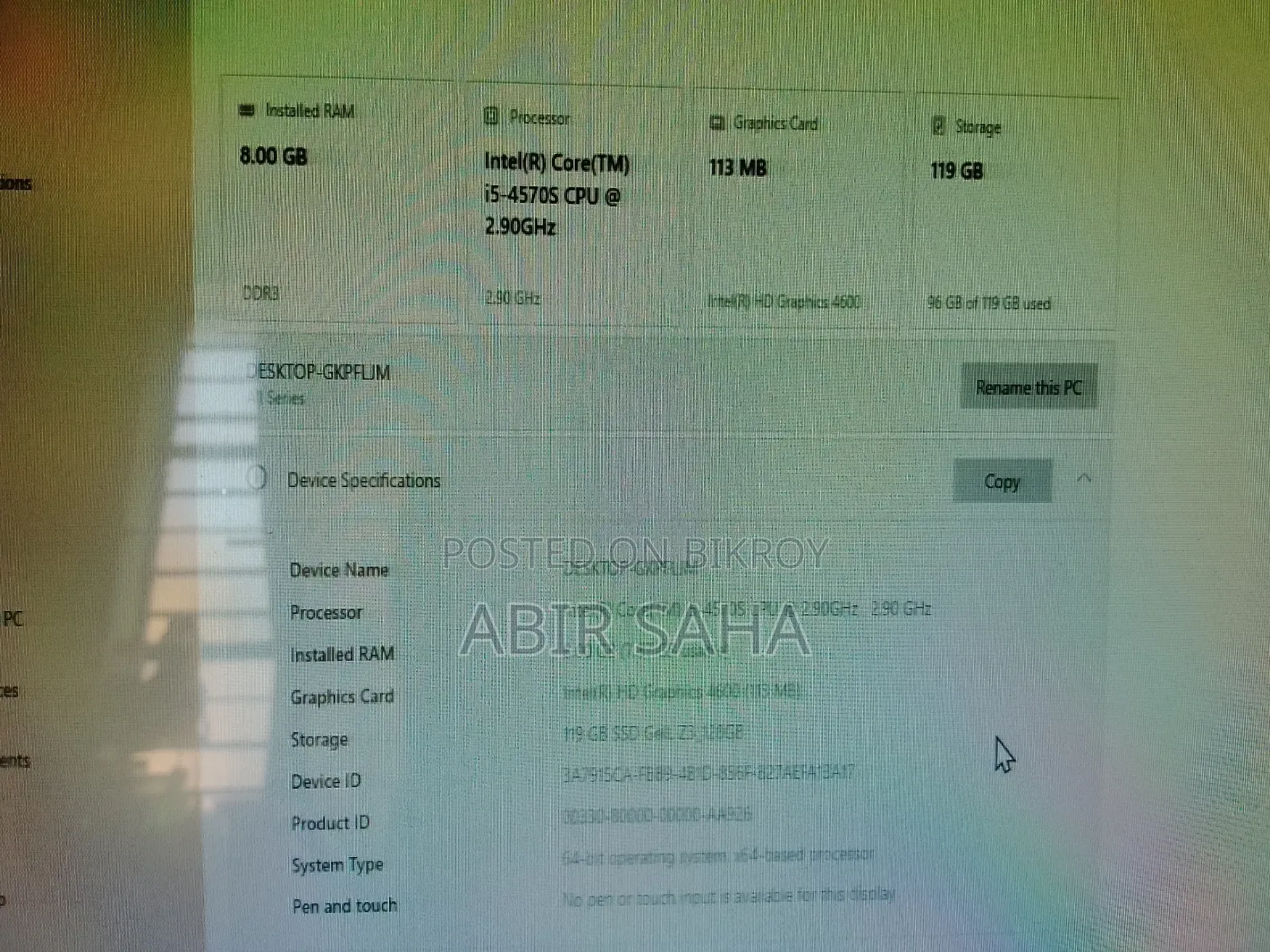 Desktop Computer Asus 8GB Intel Core i5 SSD 128GB