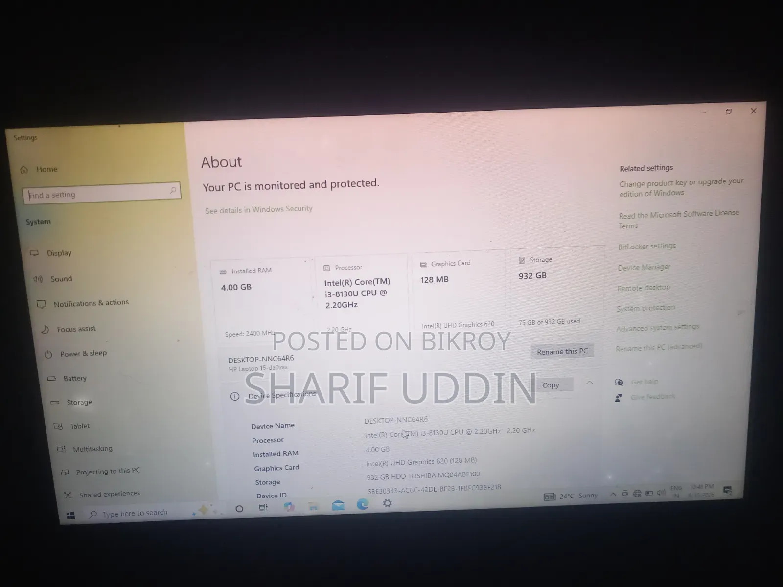 Laptop HP 15 4GB Intel Core I3 HDD 1TB