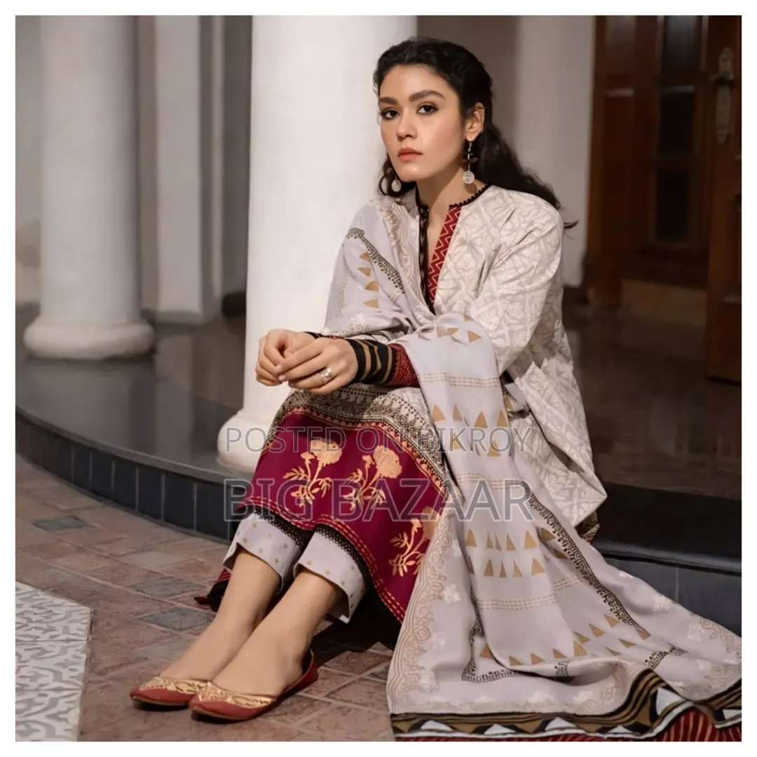 Aarong Cotton Three Piece (White + Red) Combination