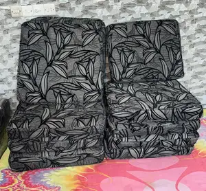 8pcs Used Sofa Cushion Set - Black Grey Leaf Print
