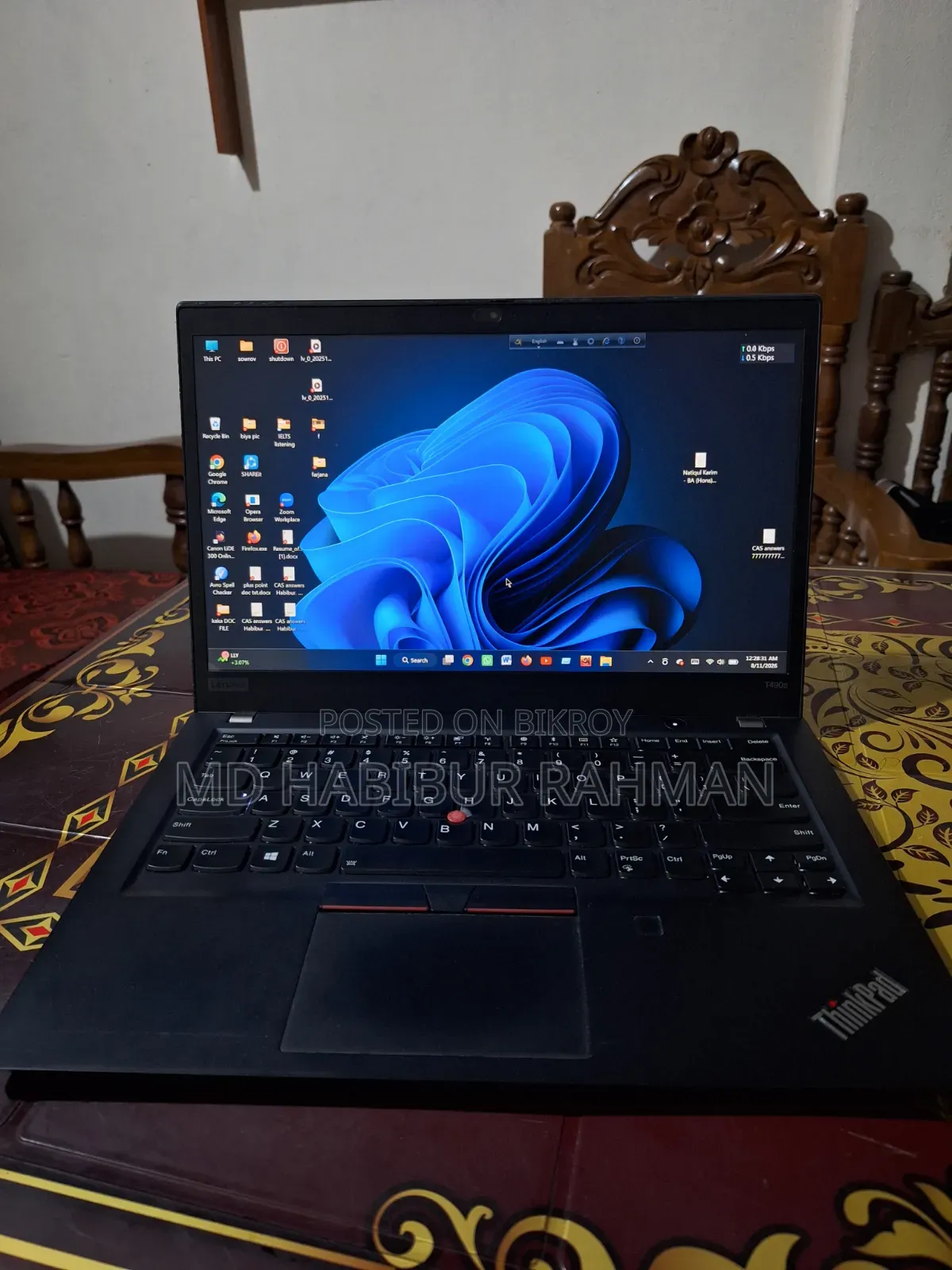 Laptop Lenovo ThinkPad T490s 16GB Intel Core I5 SSD 256GB