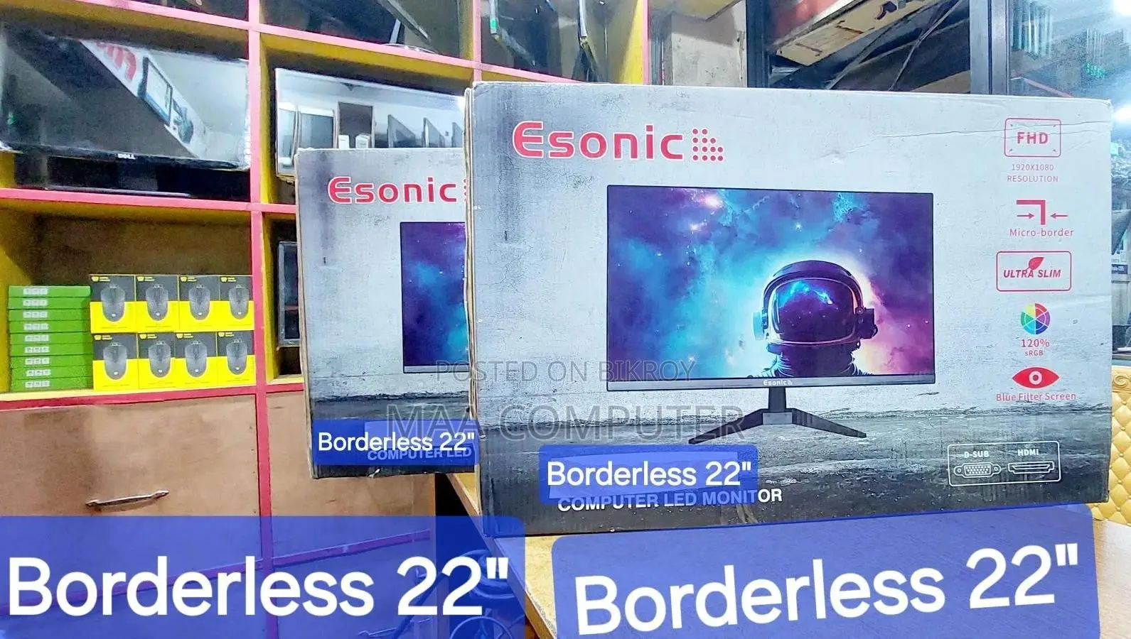 [Like New] Borderless 22" Led Monitor Esonic Original Brand Warranty