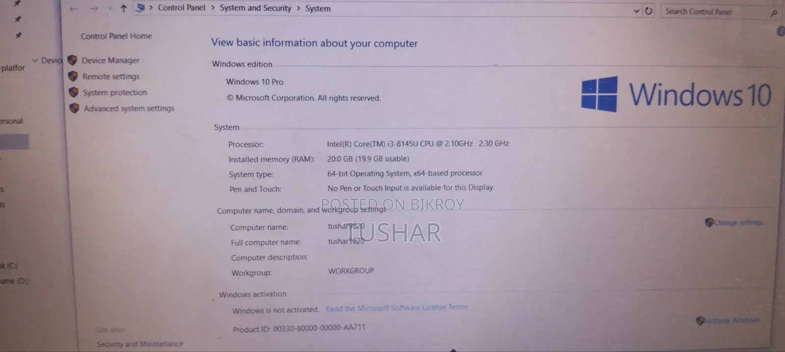 Laptop Dell Inspiron 15 20GB Intel Core I3 SSD 500GB
