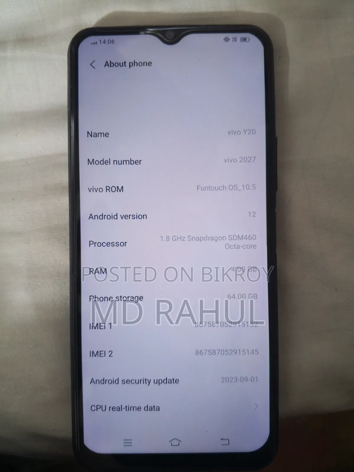 Vivo Y20 64 GB Black