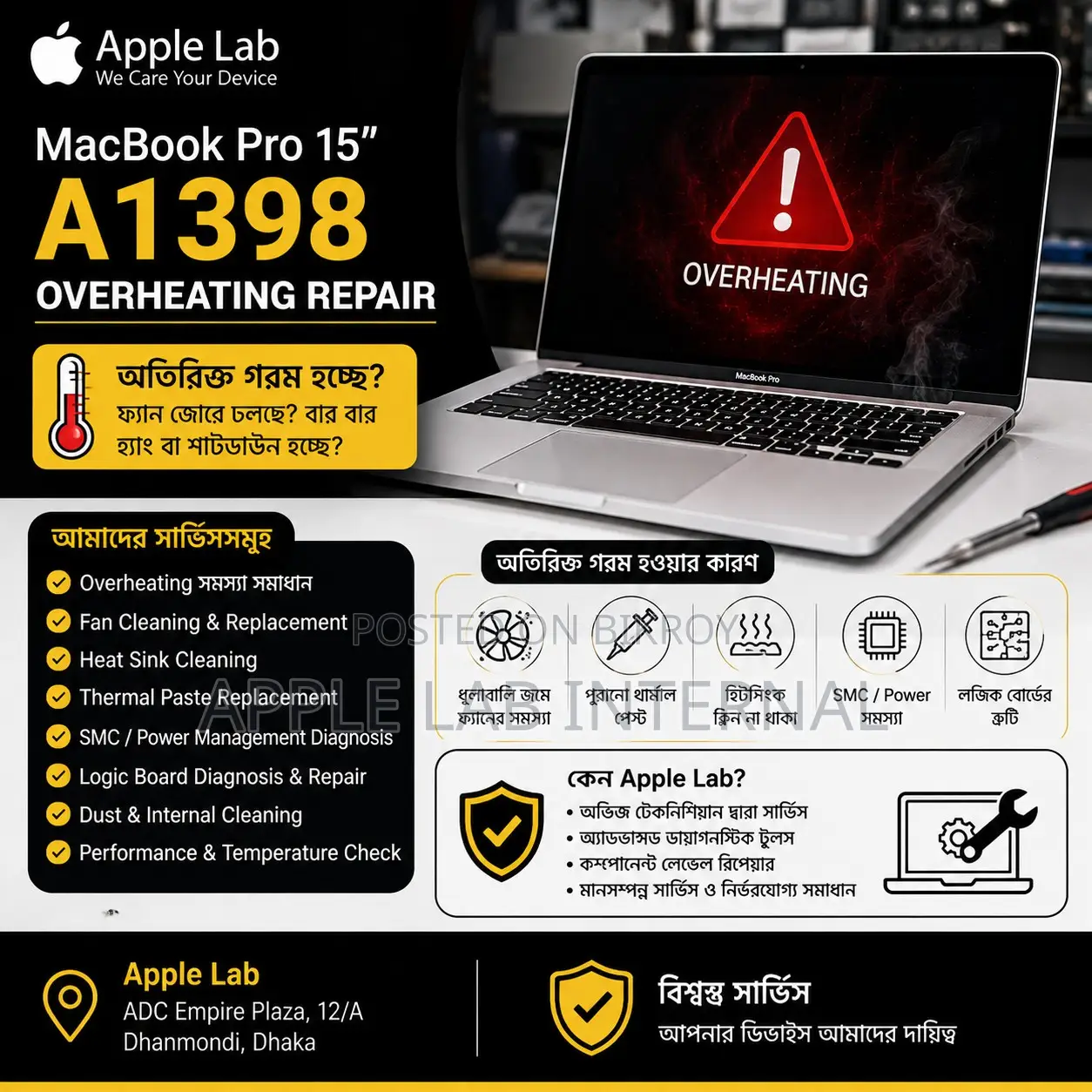 MacBook Pro 15” A1398 Overheating Repair – Apple Lab, Dhaka
