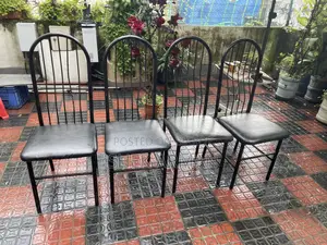 4 Black Metal Frame Cushion Chairs – Good Condition