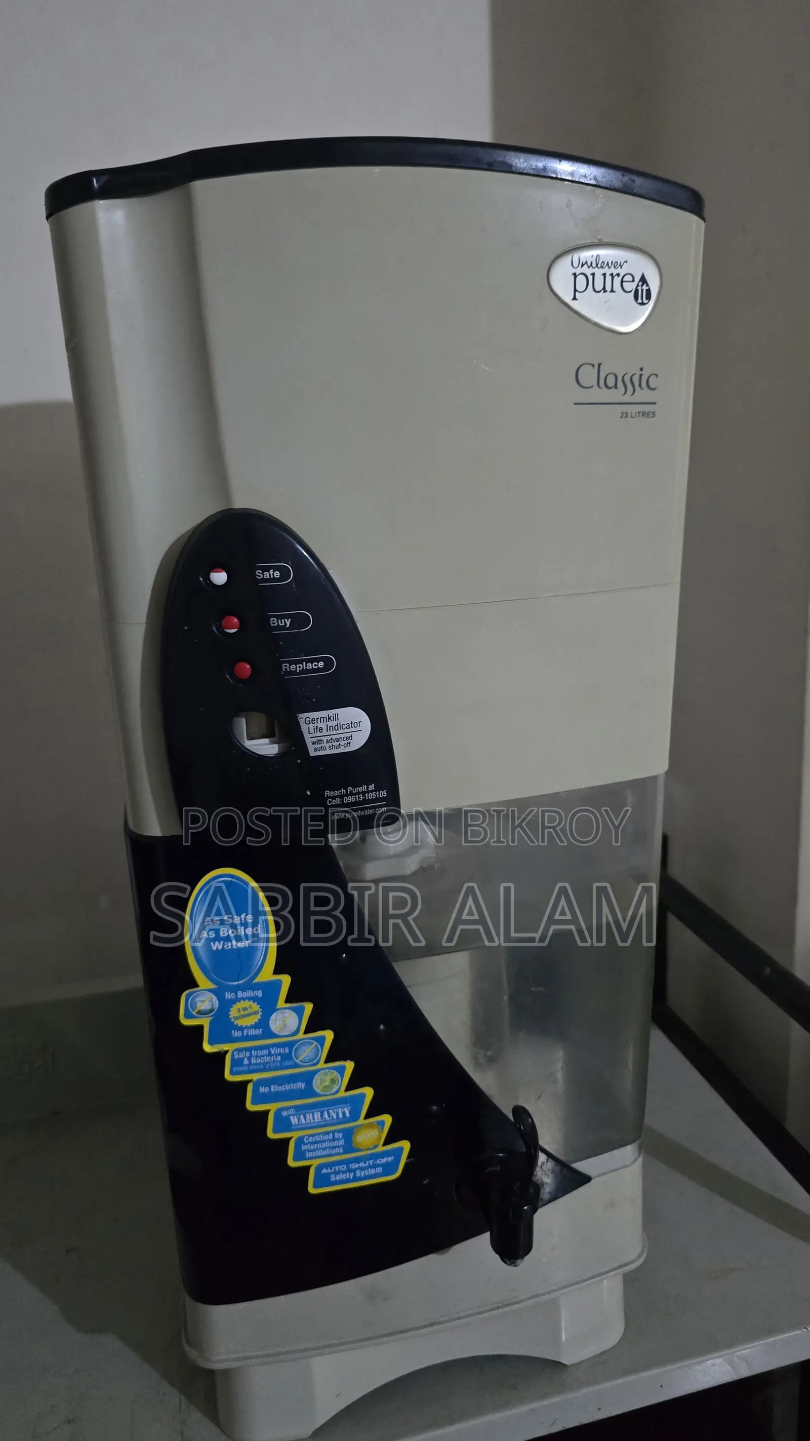 Pure It Classic Filter 23 Ltr + Wolfpower Hot, Cold and Normal Water Dispenser