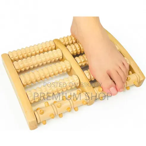 Wooden Acupressure Foot Roller — Office Desk Use