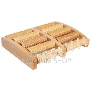 Wooden Acupressure Foot Roller — Office Desk Use