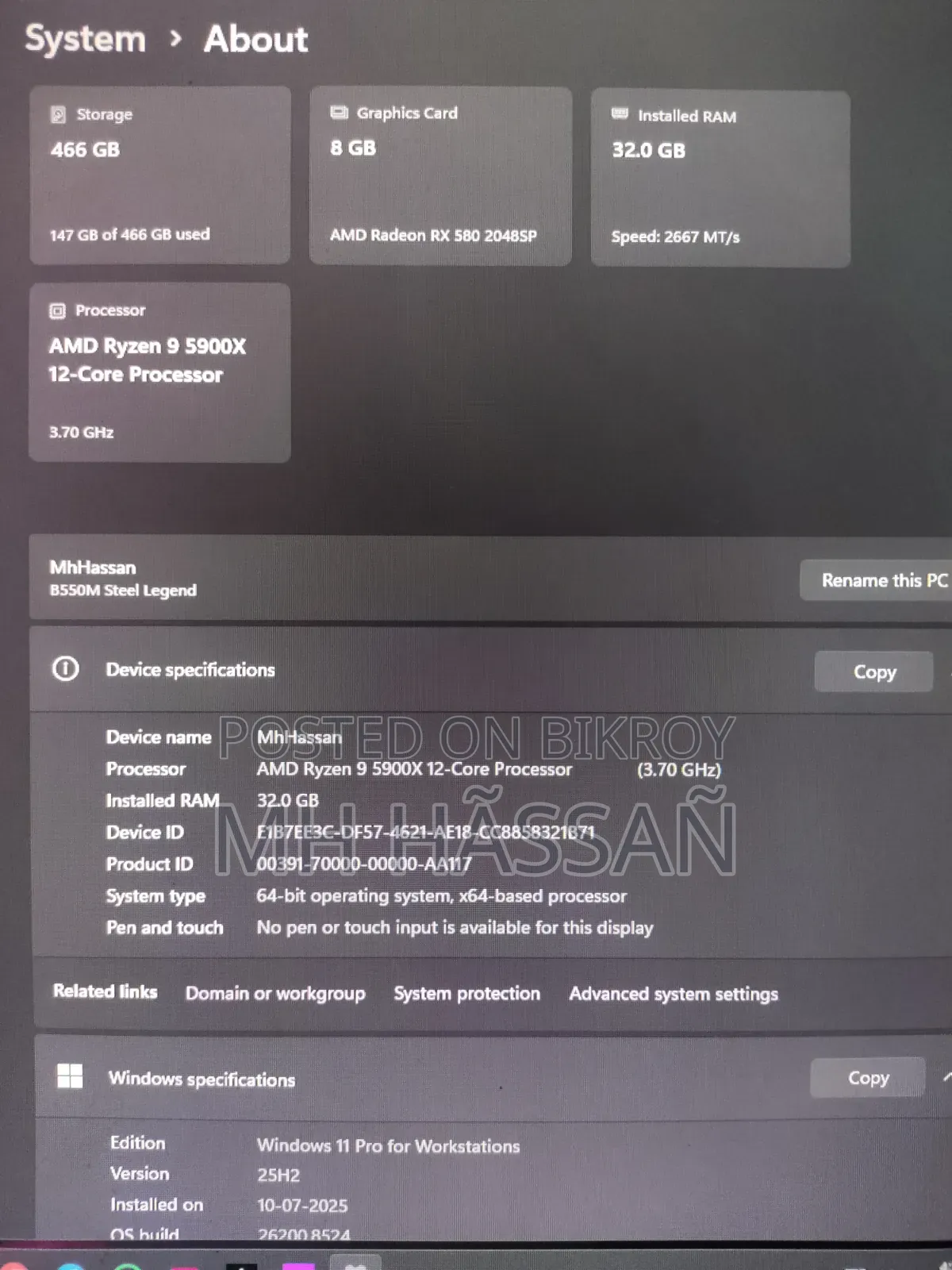 Desktop Computer Msi 32gb Amd Ryzen 9 SSD 500gb