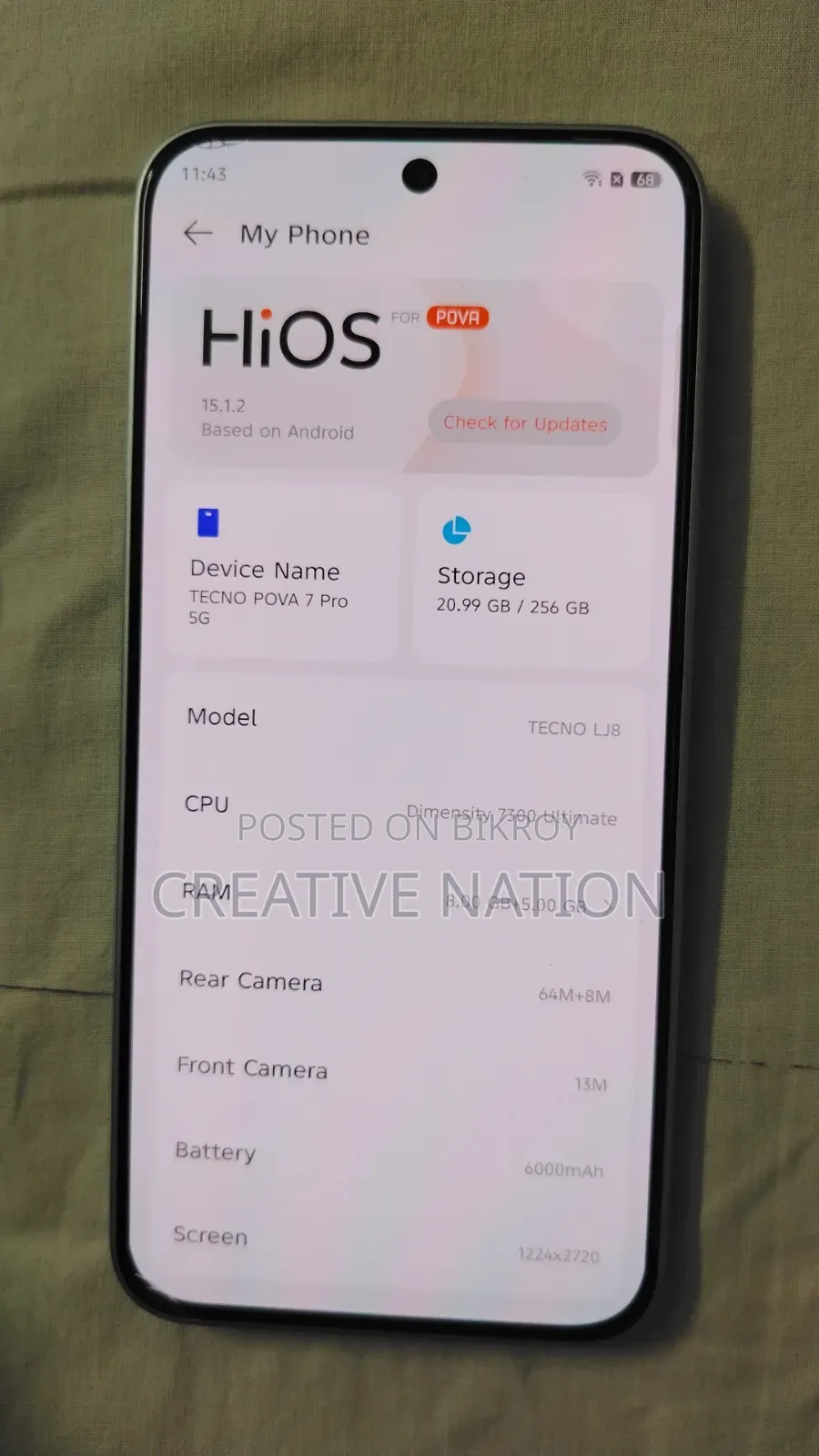 New Tecno Pova 7 Pro 5G 256 GB Gray