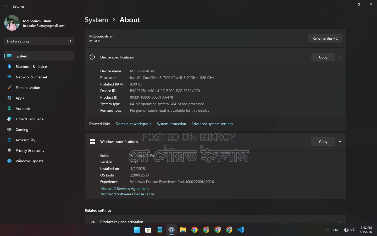 Desktop Computer 4GB Intel Core i3 SSD 1T