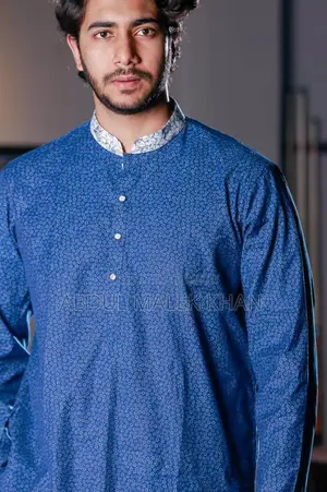 Premium Quality Mid Blue Color Semi Long Panjabi