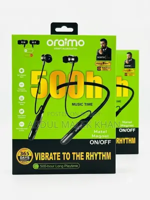 Oraimo Wireless Neckband Playtime Up to 500 hours Talk Time 200 Hours
