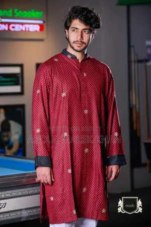 Premium Quality Red Color Semi Long Panjabi. Regular Fit Premium Panja