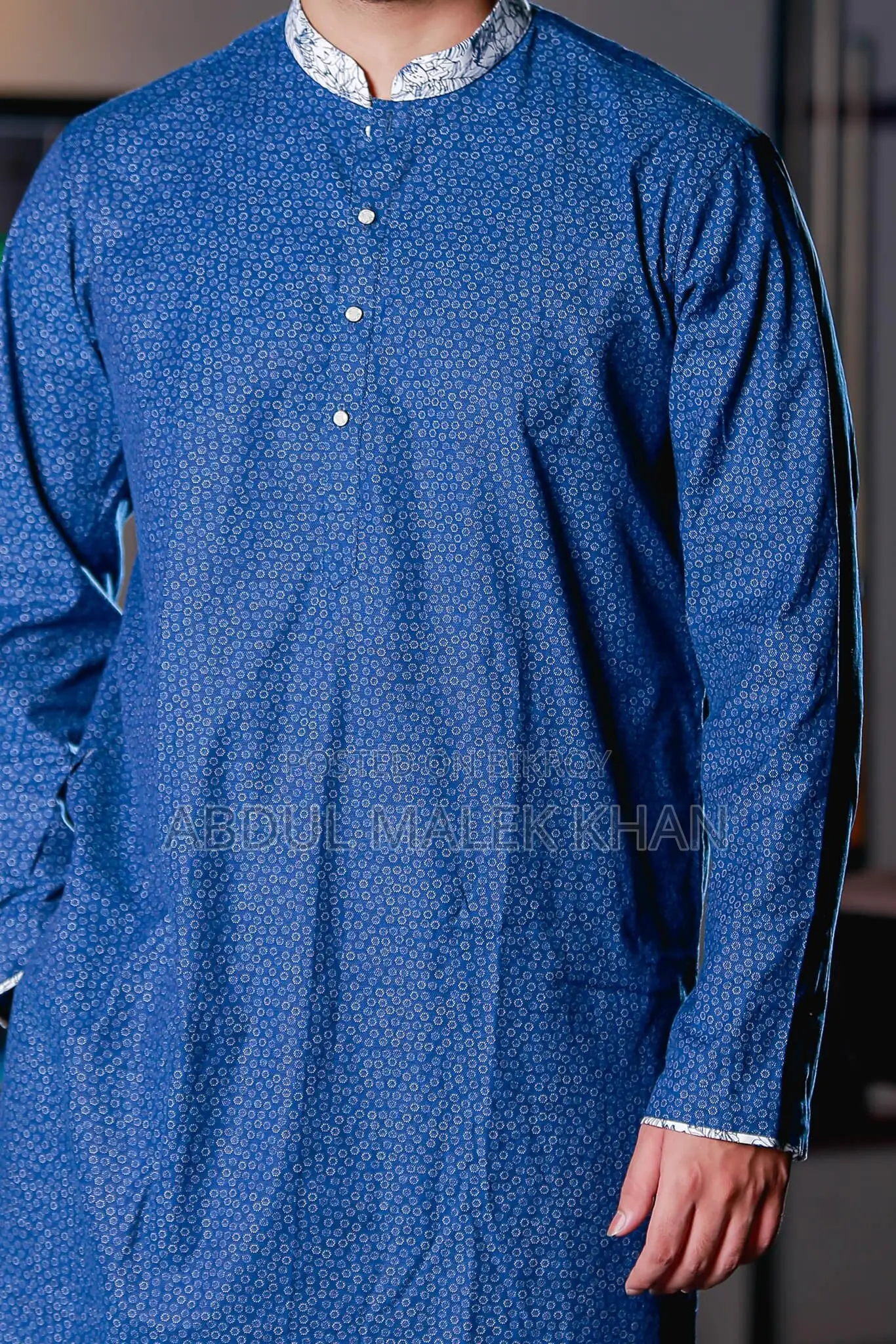 Premium Quality Mid Blue Color Semi Long Panjabi
