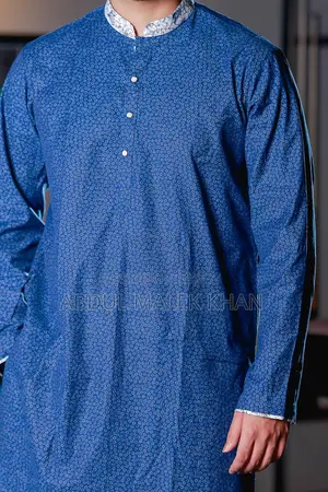 Premium Quality Mid Blue Color Semi Long Panjabi