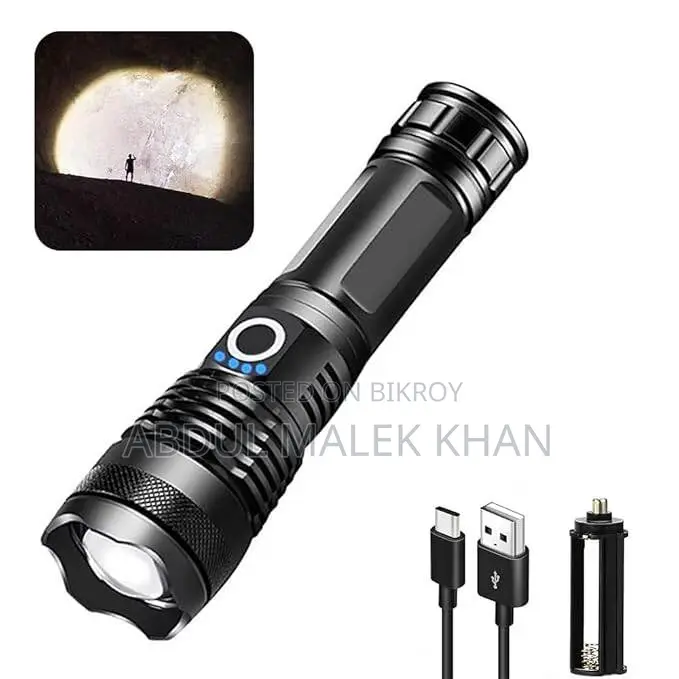 5000 Lumen Rechargeable Tactical Flashlight,XHP50 LED for Hiking Hunti
