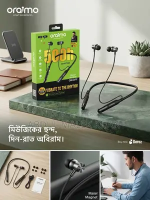 Oraimo Wireless Neckband Playtime Up to 500 hours Talk Time 200 Hours