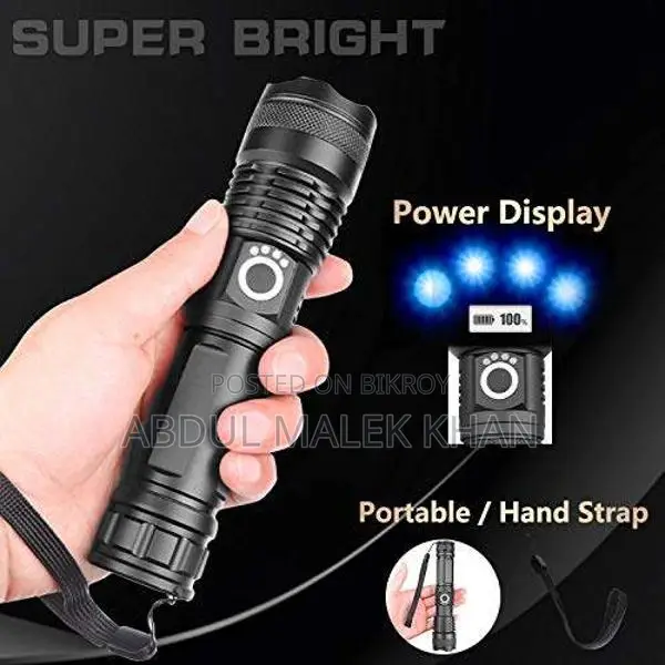 5000 Lumen Rechargeable Tactical Flashlight,XHP50 LED for Hiking Hunti
