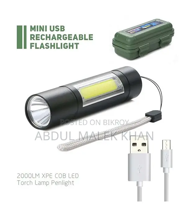 Rechargeable Flashlight Torch LED USB Portable Torches 4 Modes Mini Ca