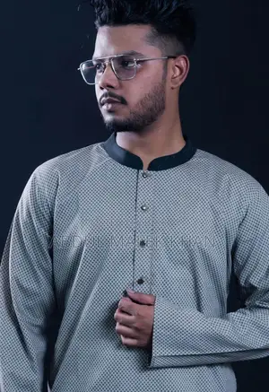 Premium Quality Black Color Semi Long Panjabi. Premium Soft Cotton Exc