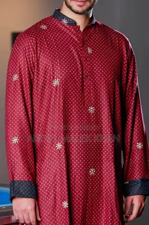 Premium Quality Red Color Semi Long Panjabi. Regular Fit Premium Panja