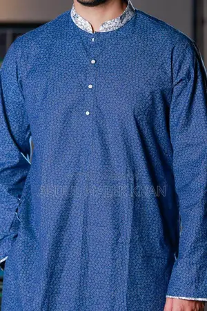 Premium Quality Mid Blue Color Semi Long Panjabi