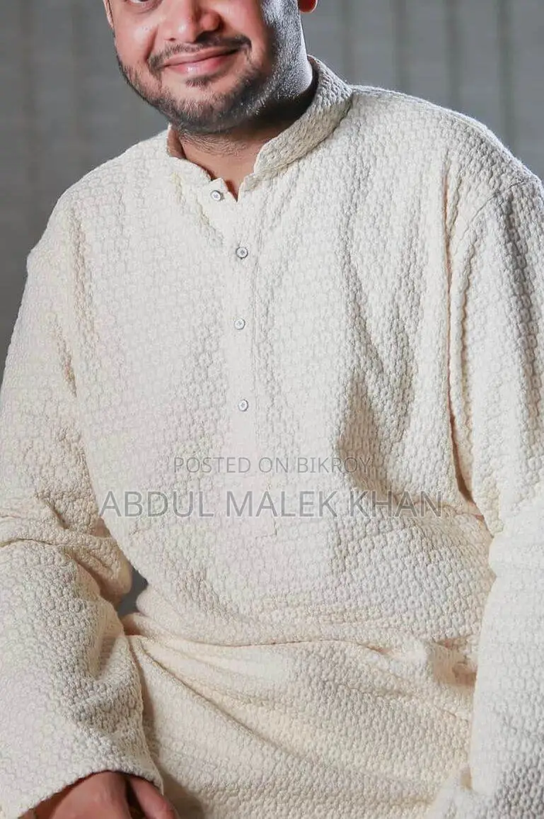 Premium Quality Off White Color Semi Long Panjabi Noob Men’s Regular F