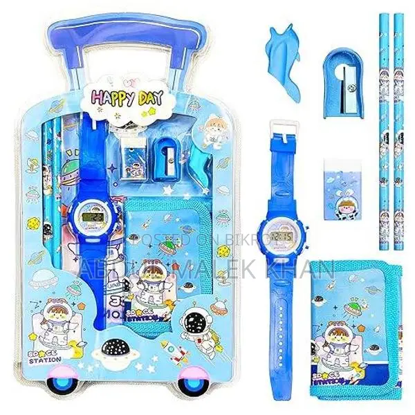 7 Pcs Stationery Set Toy for Kids - School Supply Kit with Pencil, Era