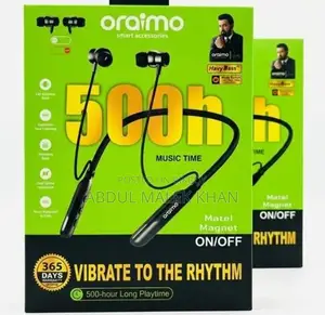 Oraimo Wireless Neckband Playtime Up to 500 hours Talk Time 200 Hours