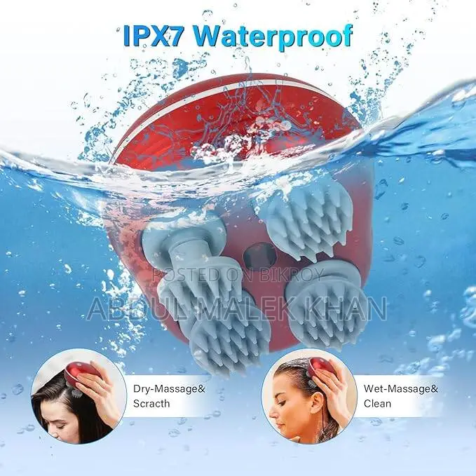 Scalp Head Hair Massager, Electric Waterproof Massager, Red Light Ther