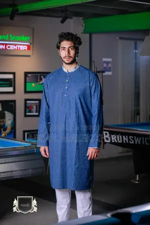 Premium Quality Mid Blue Color Semi Long Panjabi