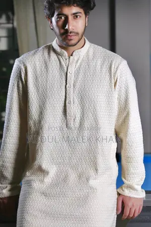 Premium Quality Off White Color Semi Long Panjabi Noob Men’s Regular F