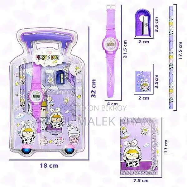 7 Pcs Stationery Set Toy for Kids - School Supply Kit with Pencil, Era