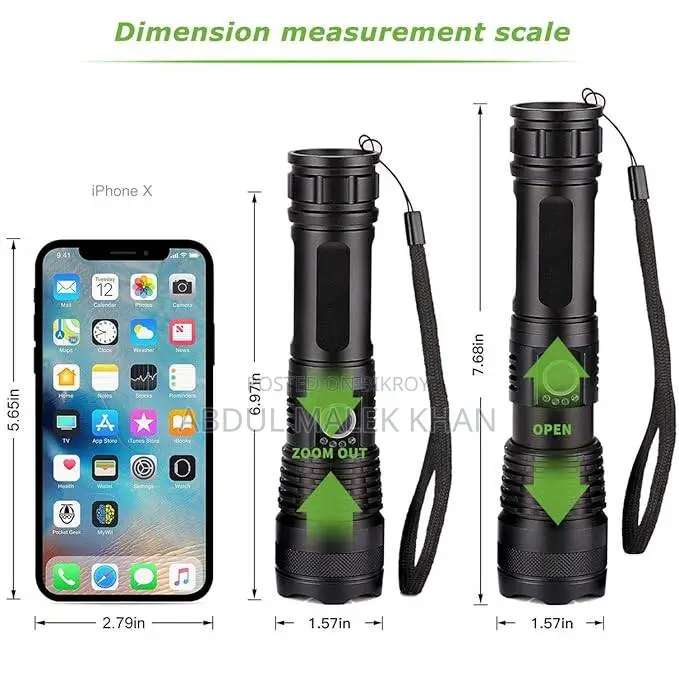 5000 Lumen Rechargeable Tactical Flashlight,XHP50 LED for Hiking Hunti