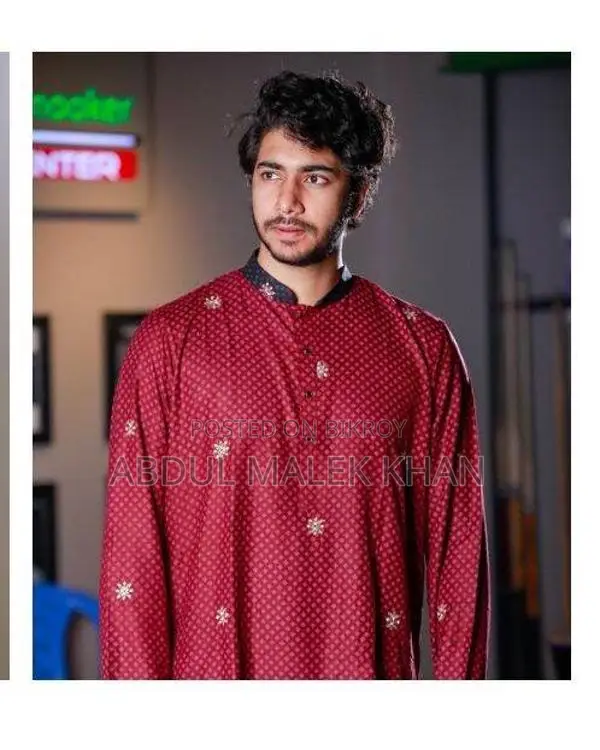 Premium Quality Red Color Semi Long Panjabi. Regular Fit Premium Panja