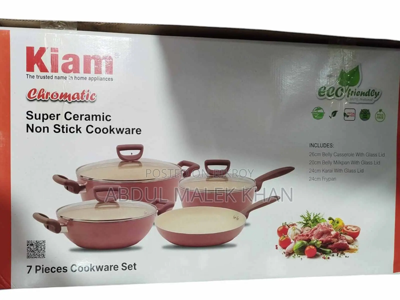 Kiam 7 Piece Ceramic Coating Granite Non Stick Cookware Set (Induction