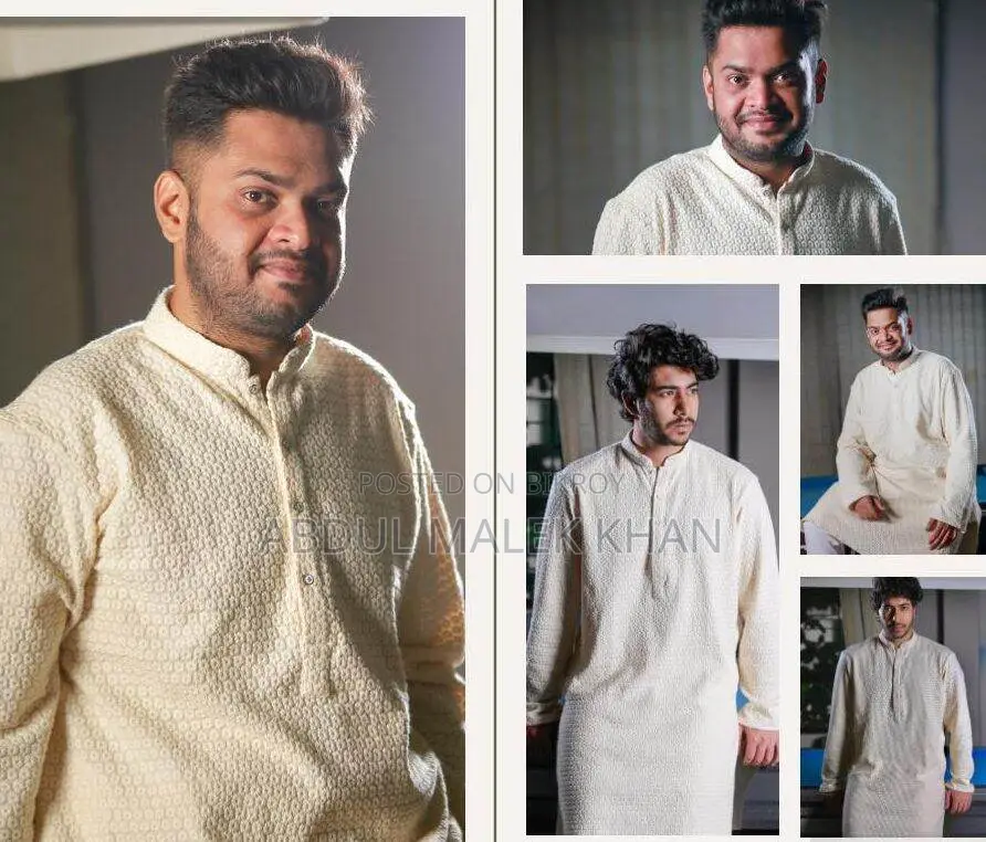 Premium Quality Off White Color Semi Long Panjabi Noob Men’s Regular F
